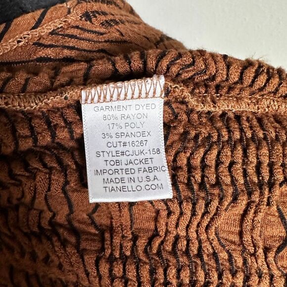 TIANELLO Brown Black Abstract Woven Knit Bell Sleeve Cardigan Sweater Size M - Picture 8 of 9